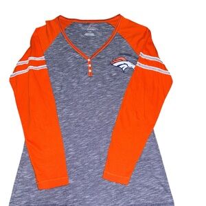 Broncos Majestic Gray and Orange Long Sleeve Tee size large